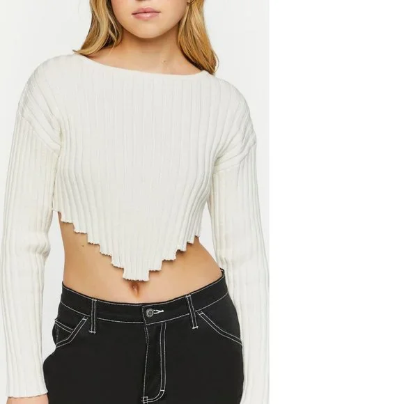 Forever 21 Tops Forever Womens Size Large Ivory Ribbed Vhem